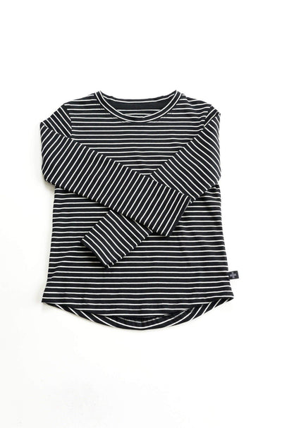 Black and white stripe long sleeve ethically made with 100% organic cotton.  Perfect for capsule wardrobes.