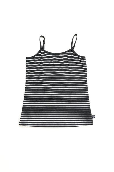 Black cami with white stripes - front.  NOTEBOOK Cami - Author Clothing