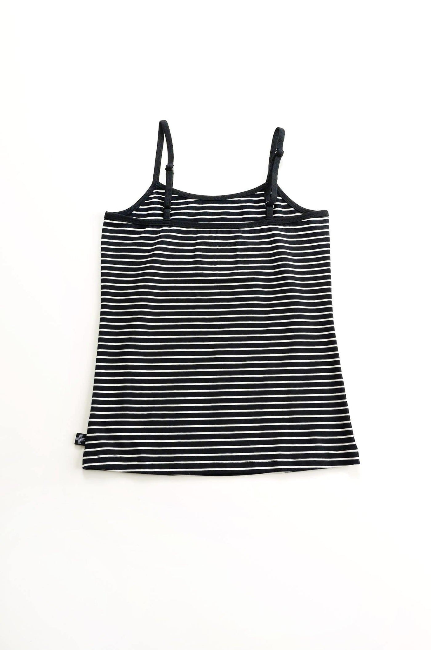 Black cami with white stripes - back.  NOTEBOOK Cami - Author Clothing